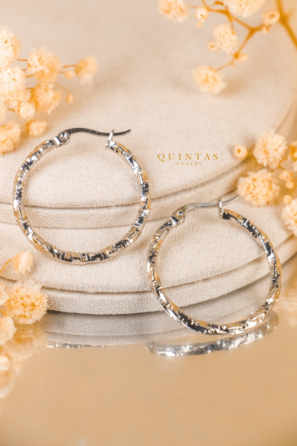 Rumi Textured Silver Hoop Earrings