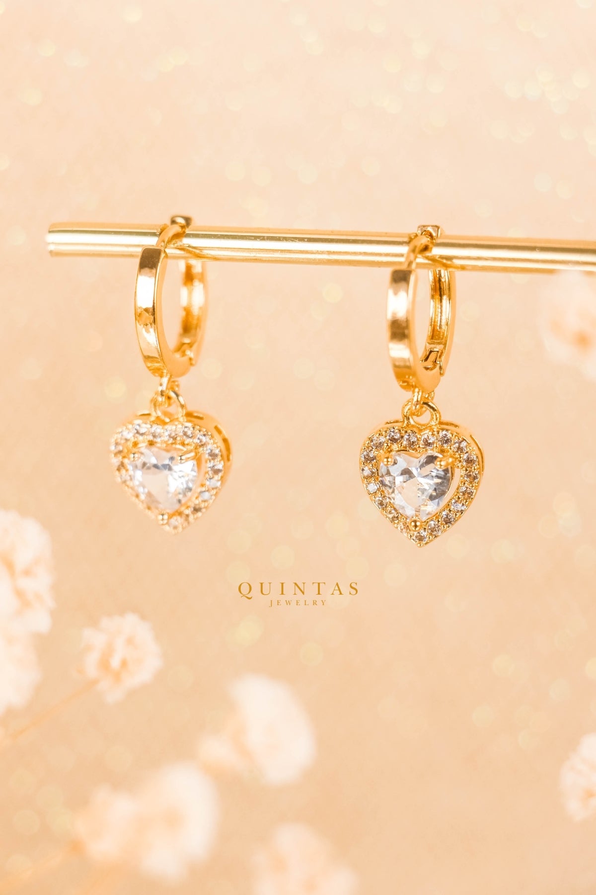 Avery Diamond Heart Hoop Earrings