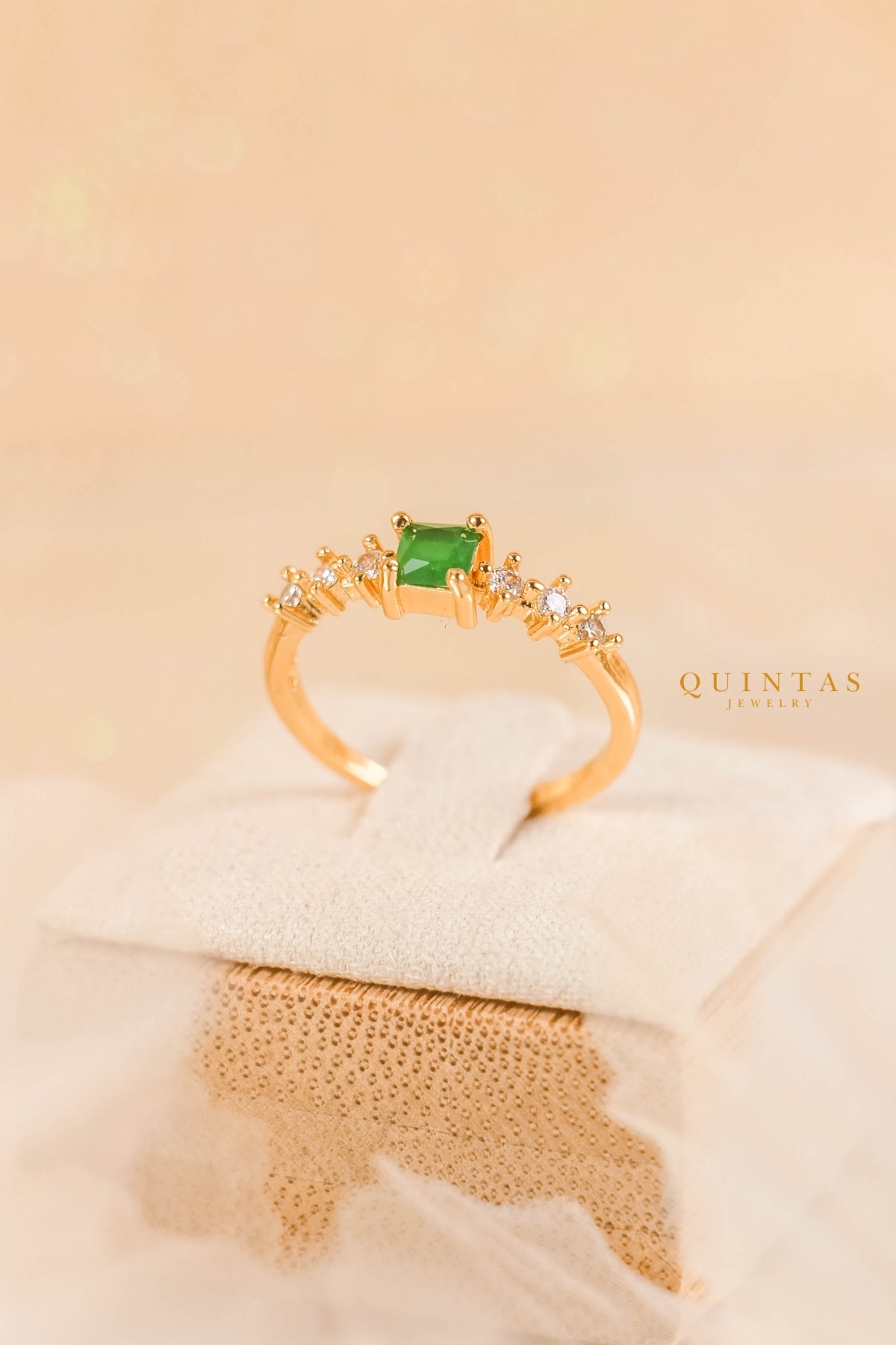 Mia Emerald Square Ring (Adjustable)