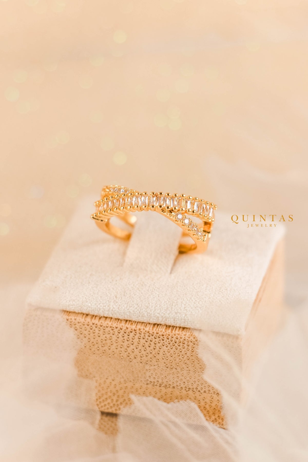 Elena Baguette Diamond Infinity Ring (Adjustable)
