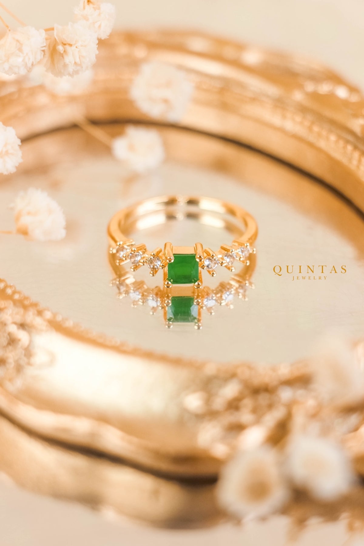 Mia Emerald Square Ring (Adjustable)