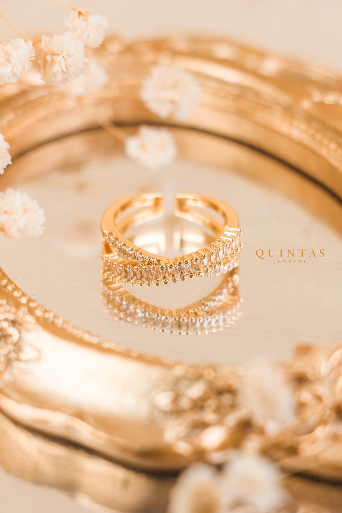 Elena Baguette Diamond Infinity Ring (Adjustable)