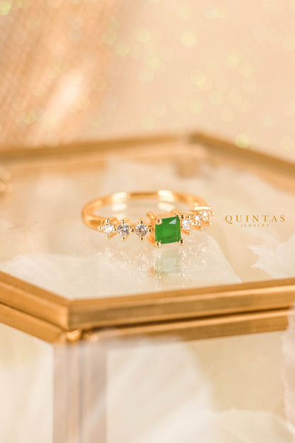 Mia Emerald Square Ring (Adjustable)