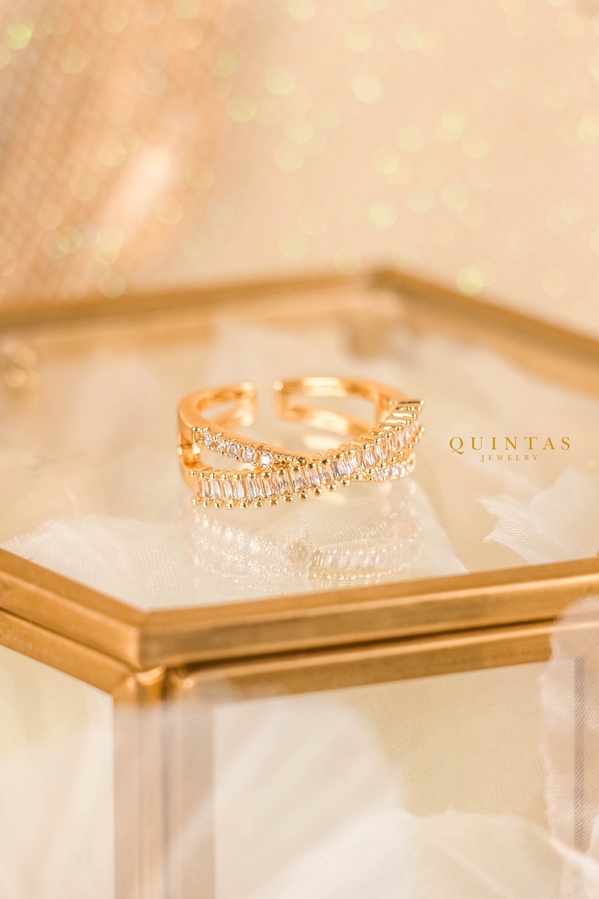 Elena Baguette Diamond Infinity Ring (Adjustable)