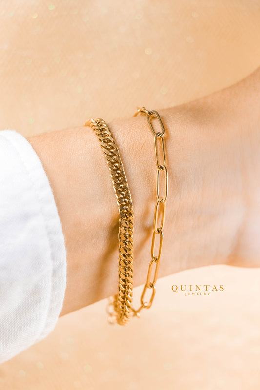 Paperclip Cuban Link Double Bracelet