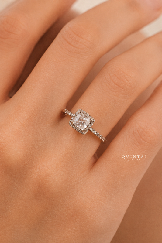 Seraphina Square Diamond Silver Ring (Adjustable)