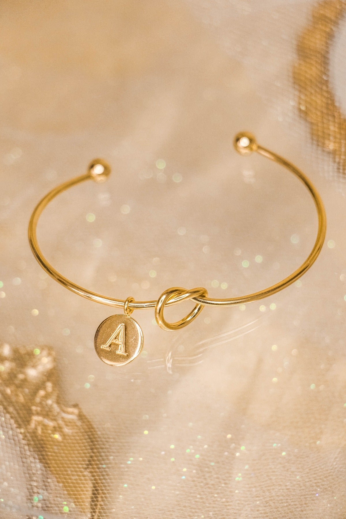 Promise Knot Initial Bangle Bracelet