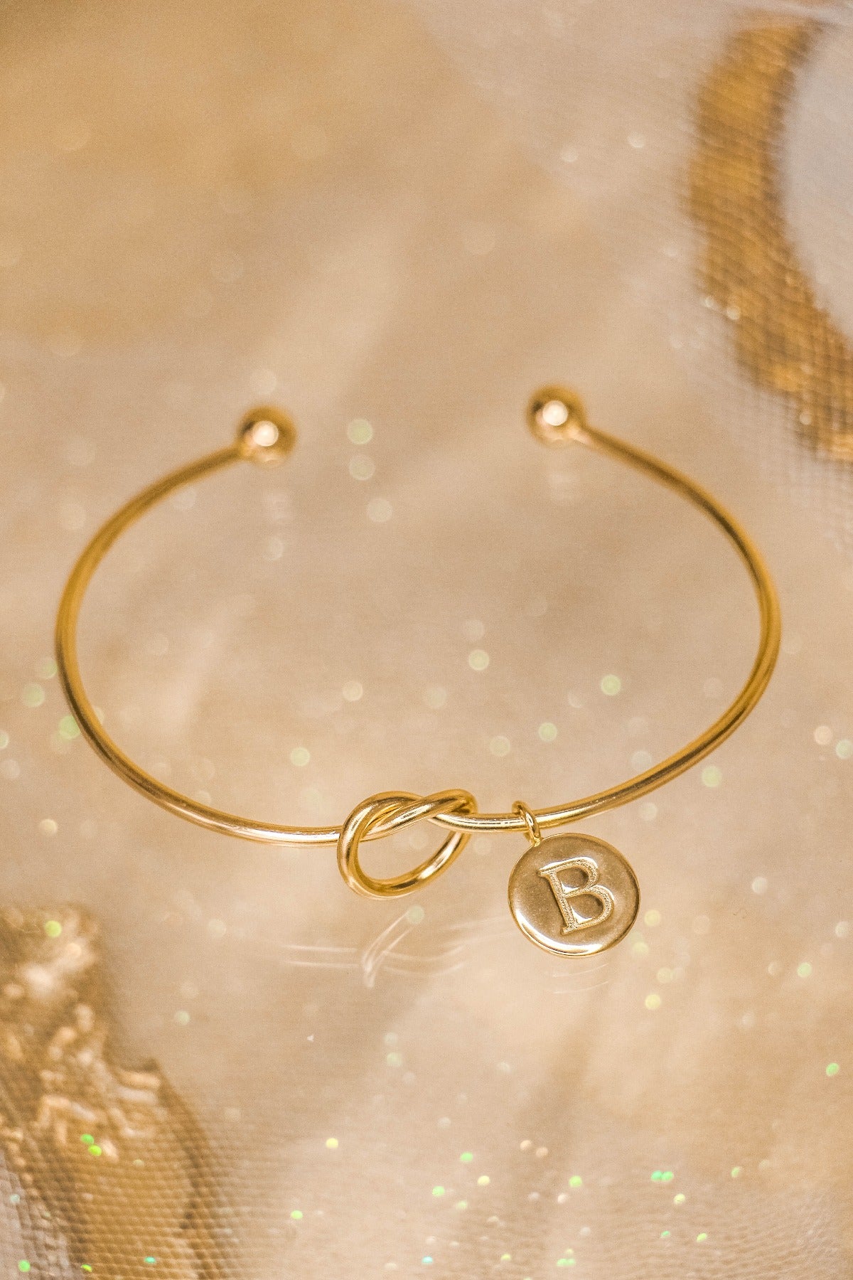 Promise Knot Initial Bangle Bracelet