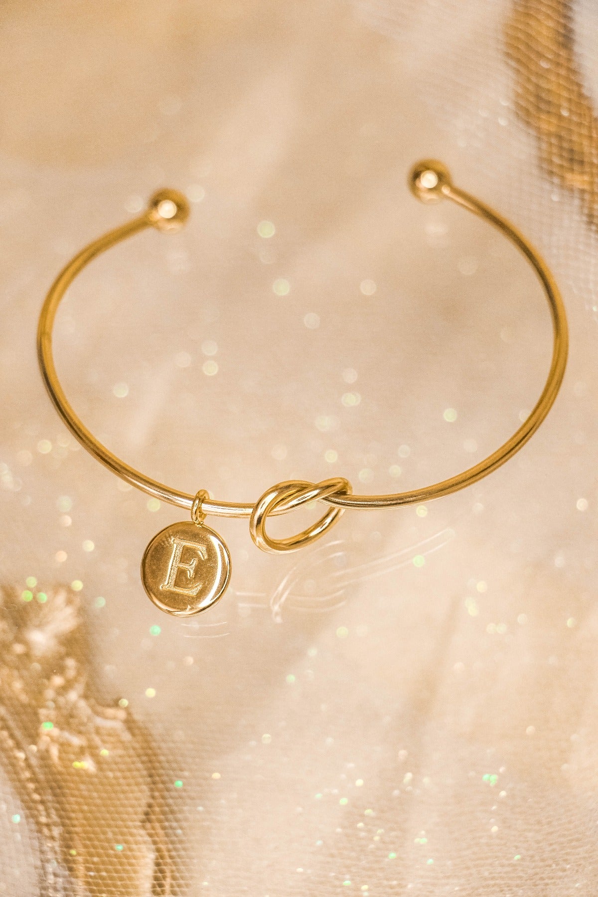 Promise Knot Initial Bangle Bracelet