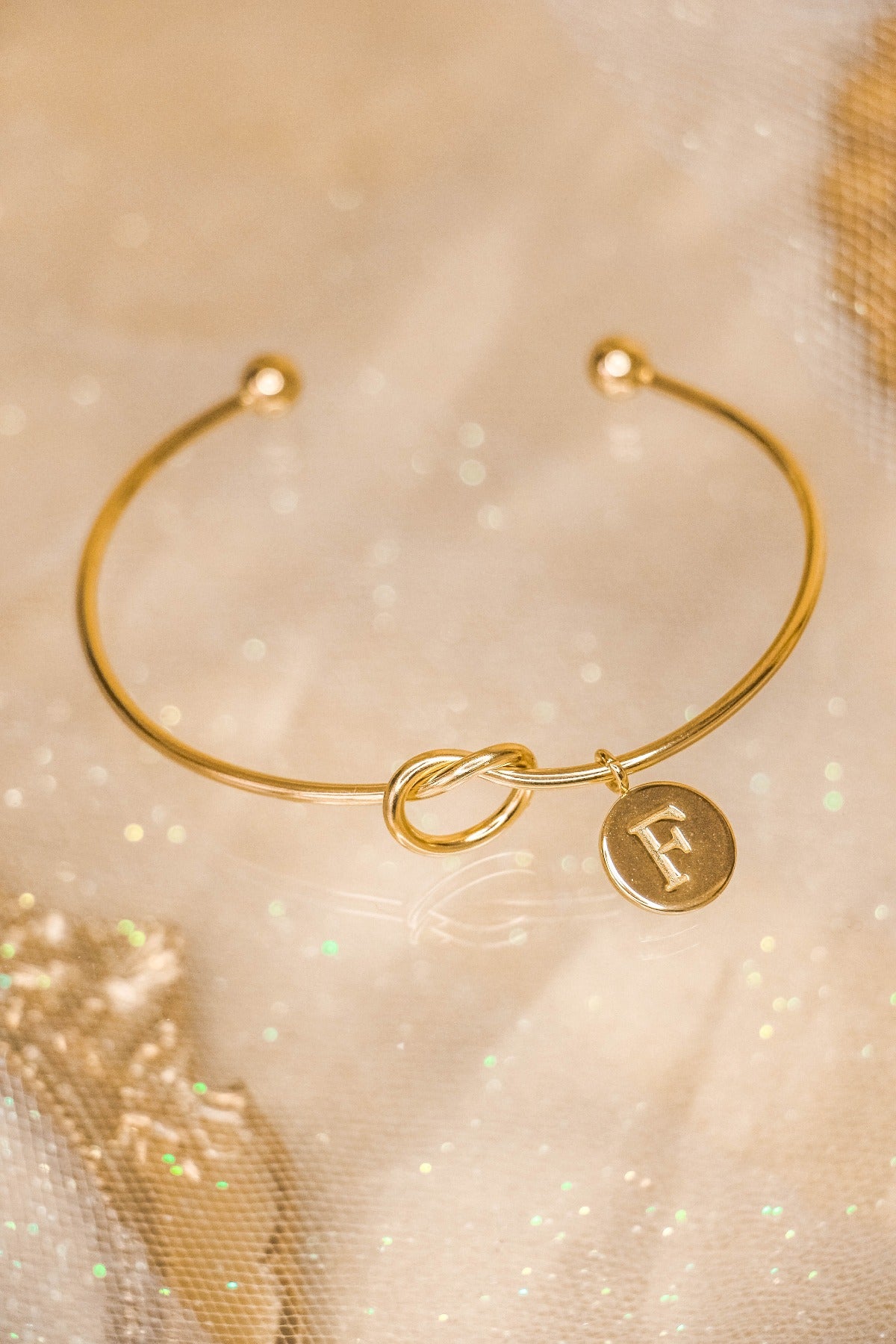 Promise Knot Initial Bangle Bracelet