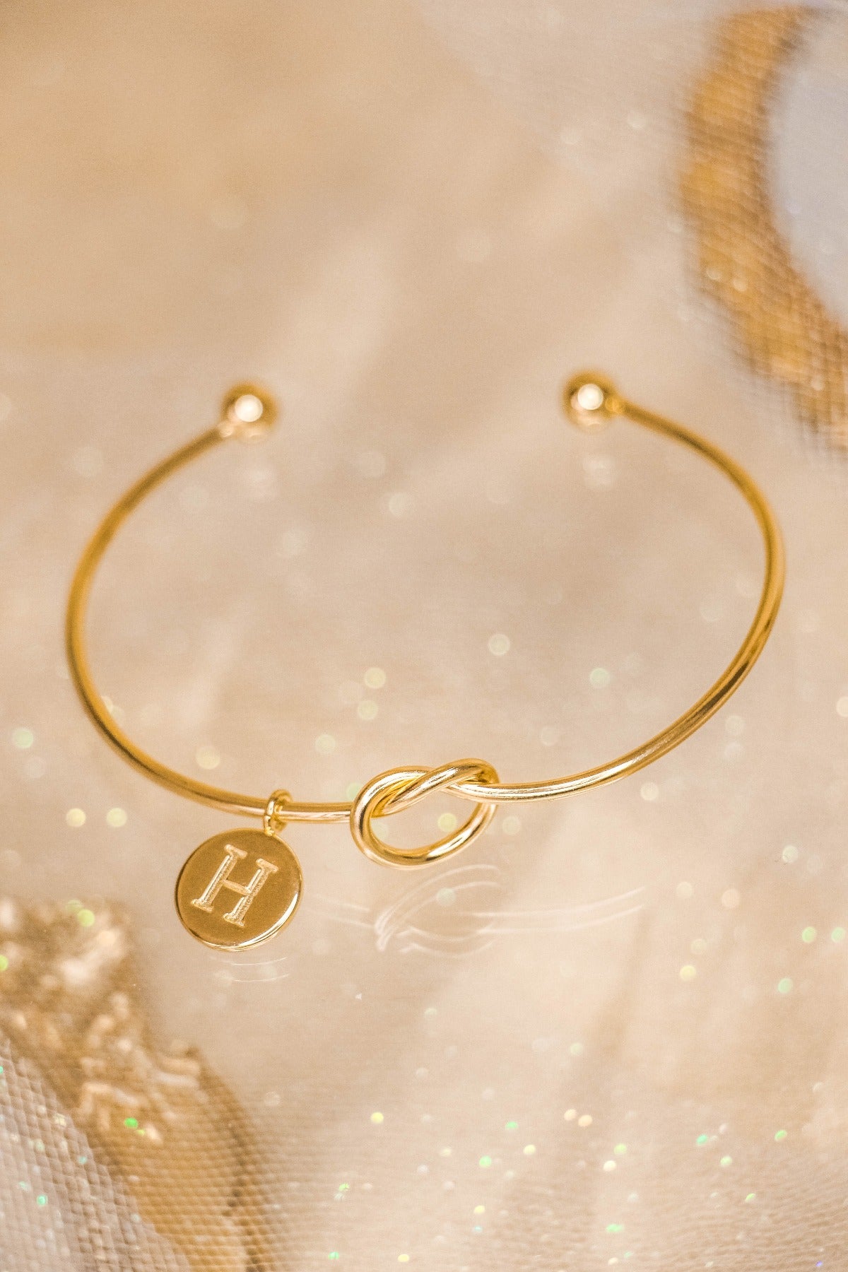 Promise Knot Initial Bangle Bracelet