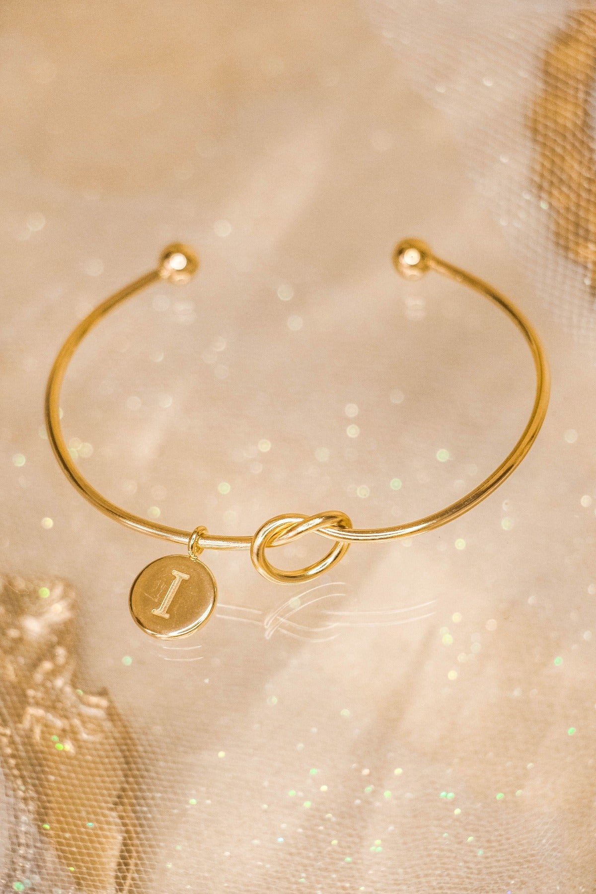 Promise Knot Initial Bangle Bracelet