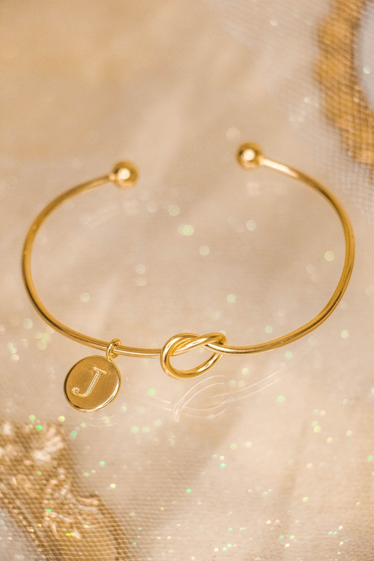 Promise Knot Initial Bangle Bracelet