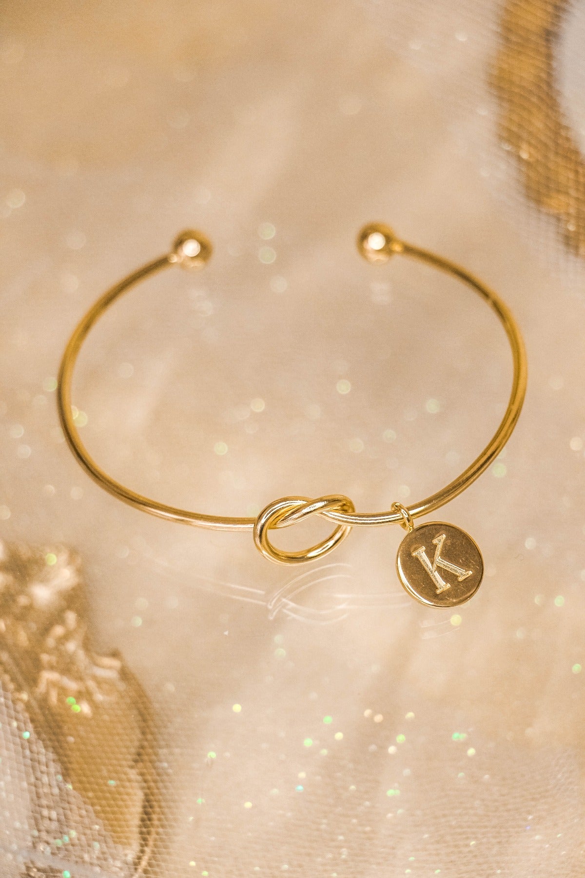 Promise Knot Initial Bangle Bracelet