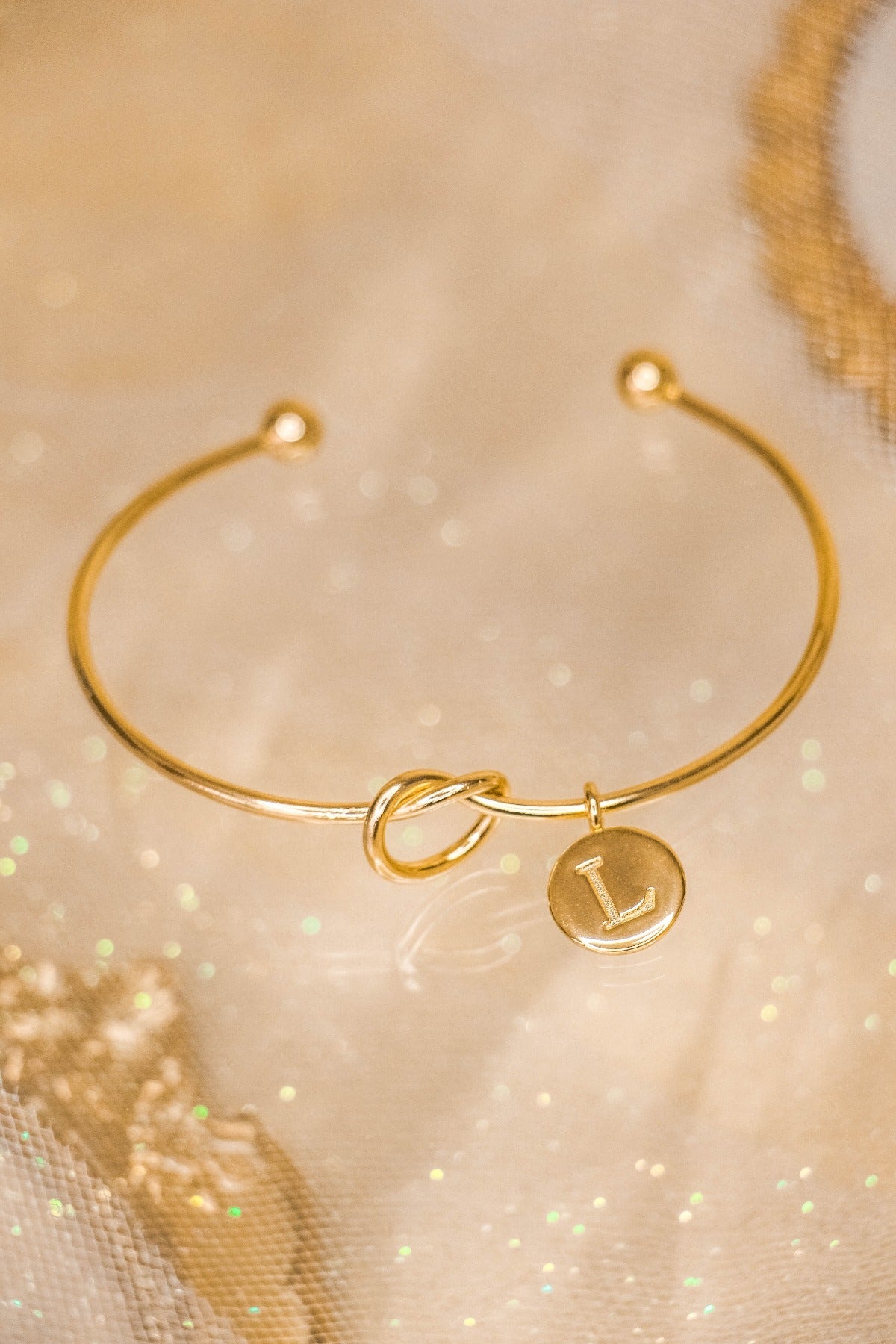 Promise Knot Initial Bangle Bracelet