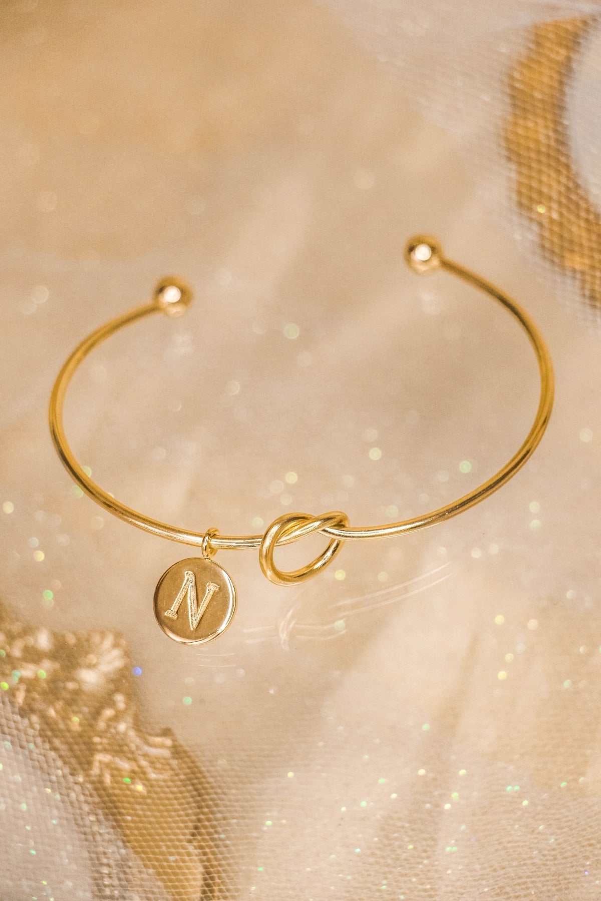 Promise Knot Initial Bangle Bracelet