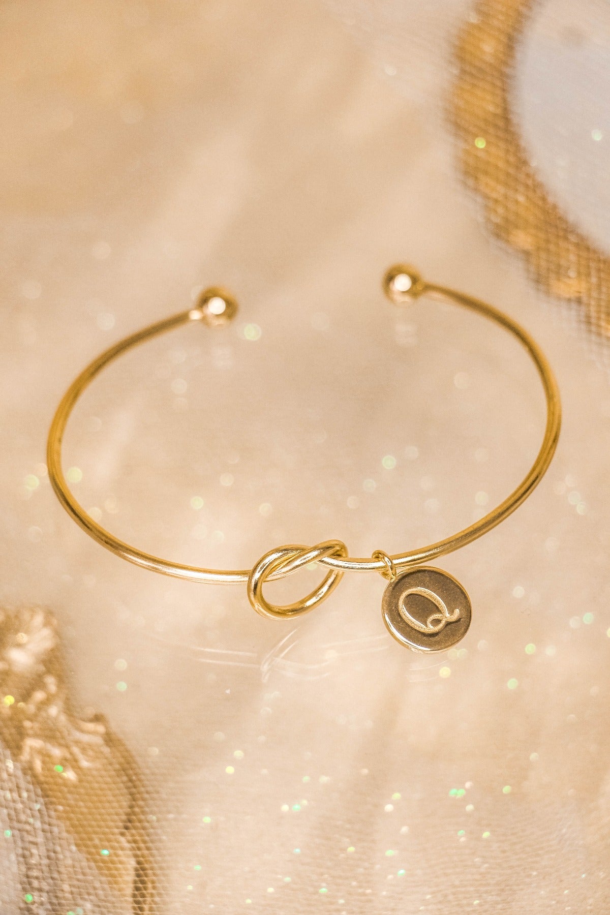 Promise Knot Initial Bangle Bracelet