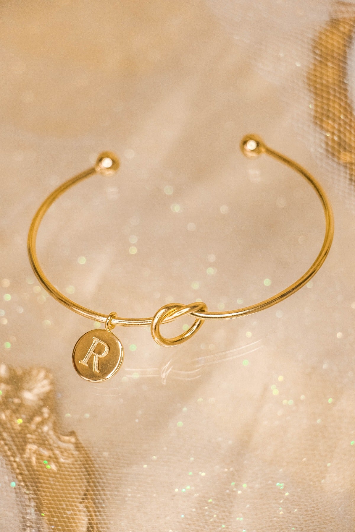 Promise Knot Initial Bangle Bracelet