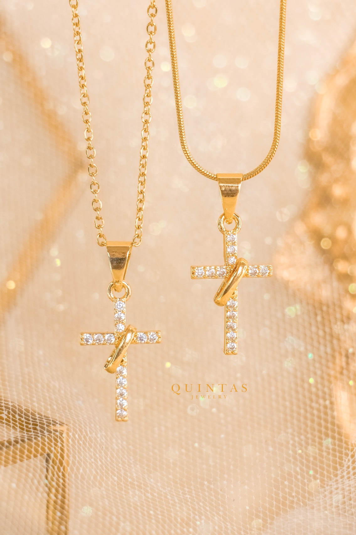 14k Yellow Gold 0.10ctw Diamond 3-Stone Infinity Ribbon Cross Pendant –  Direct Source Gold & Diamond