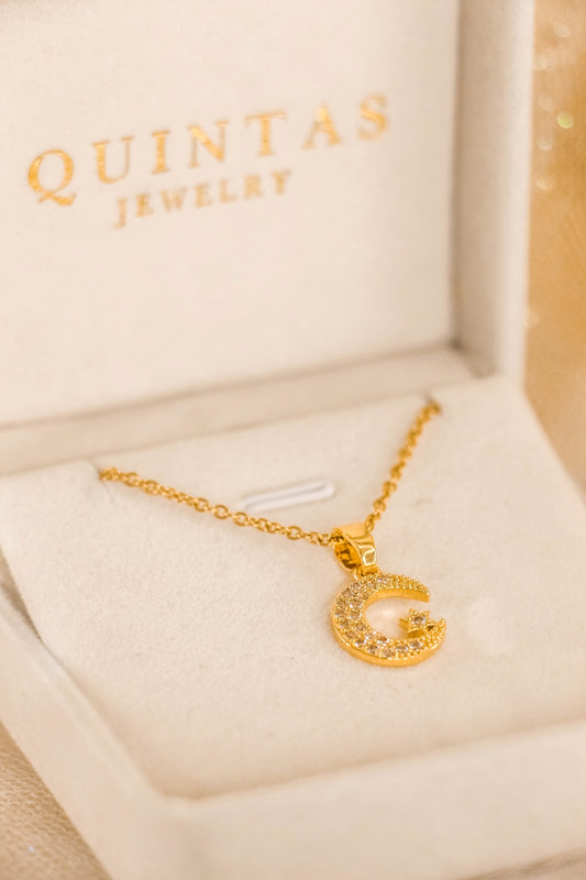 Rhinestone Moon Necklace