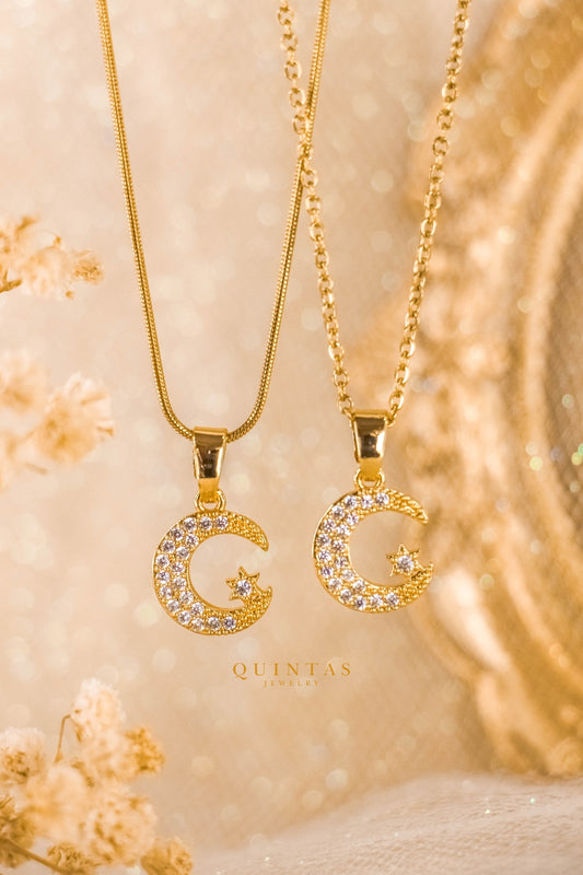 Rhinestone Moon Necklace