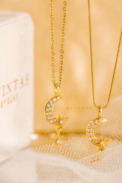 Gaia Moon and Star Necklace
