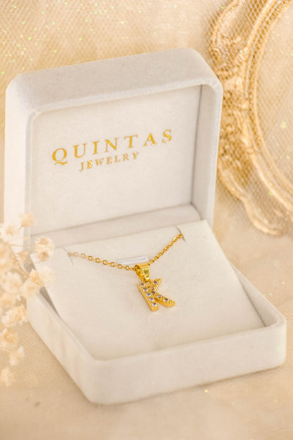 QUINTAS Zirconia Letter Initial Necklace