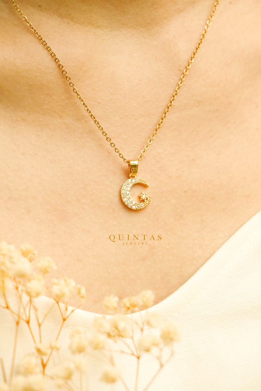 Rhinestone Moon Necklace