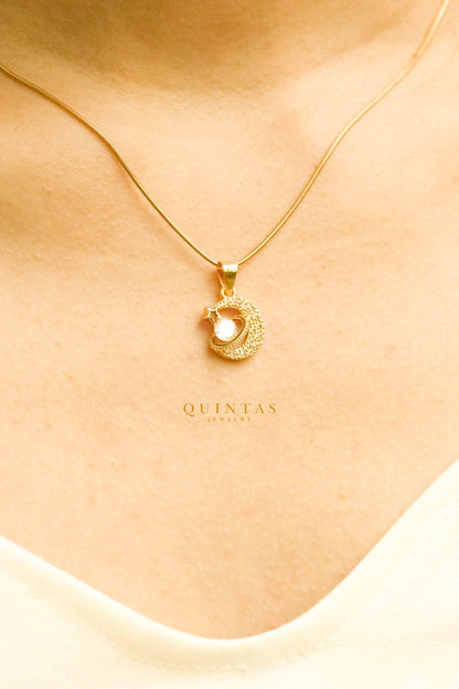 Moon And Saturn Necklace