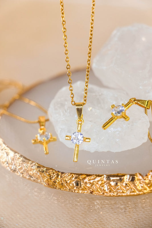 Dainty Cross Diamond Necklace