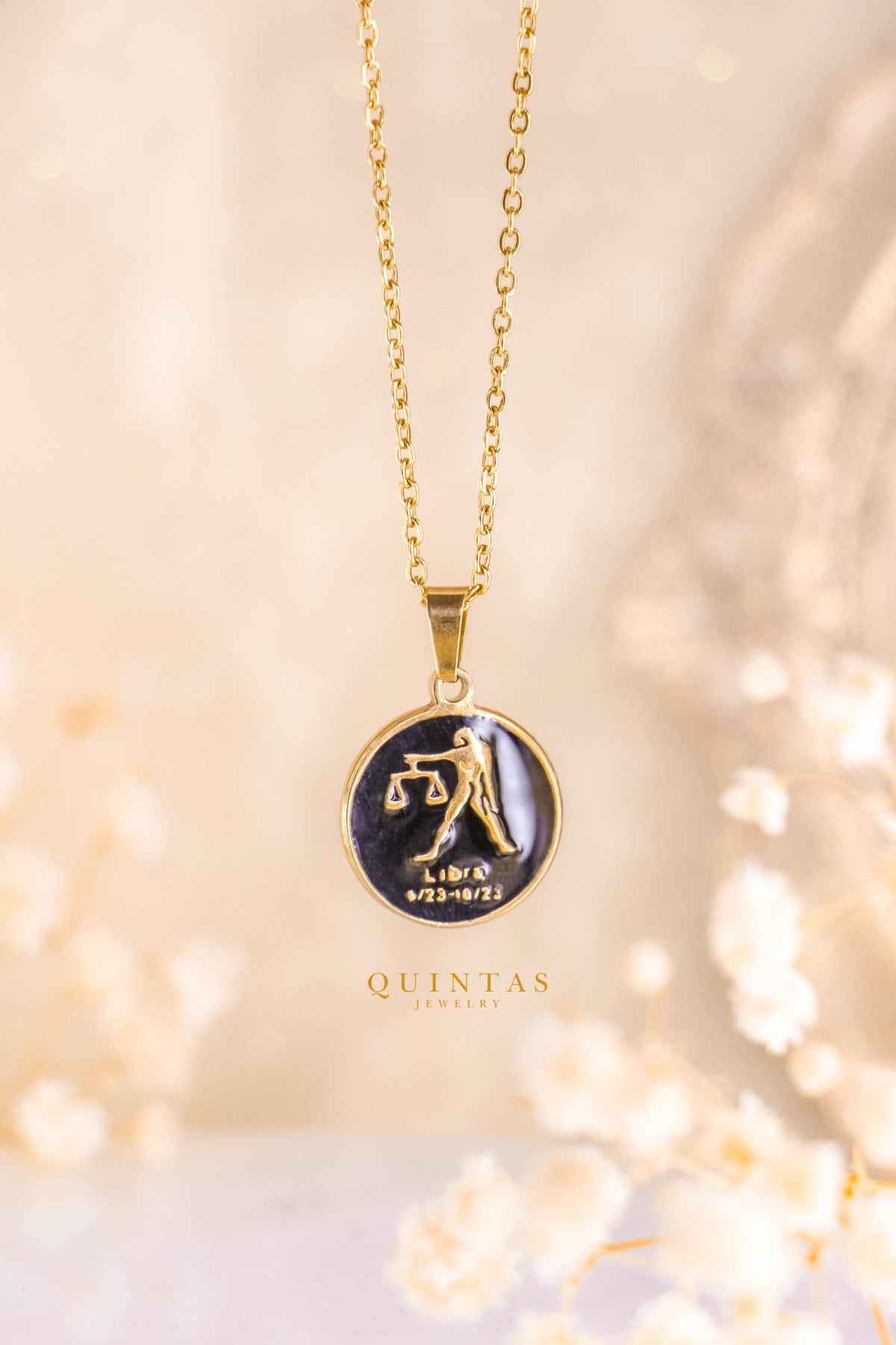 Black Coin Zodiac Sign Necklace