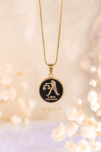 Black Coin Zodiac Sign Necklace
