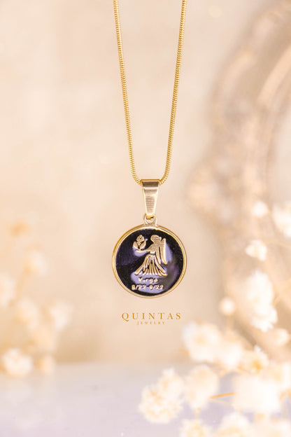 Black Coin Zodiac Sign Necklace