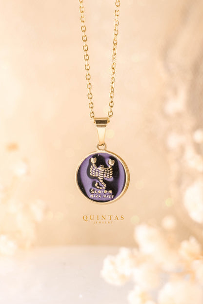 Black Coin Zodiac Sign Necklace