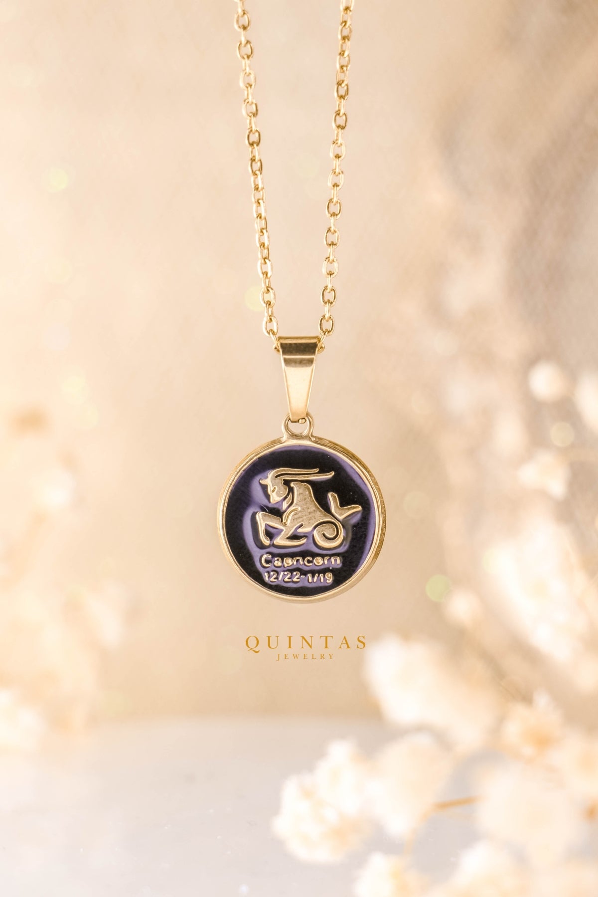 Black Coin Zodiac Sign Necklace