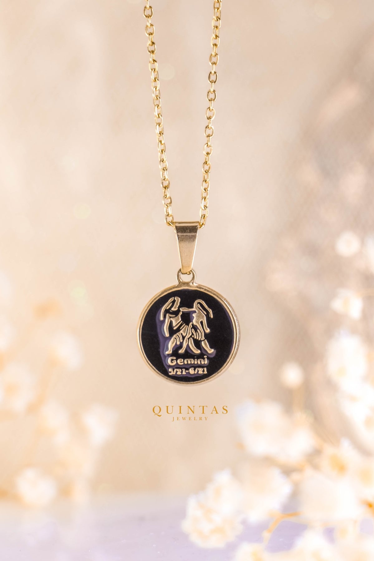 Black Coin Zodiac Sign Necklace