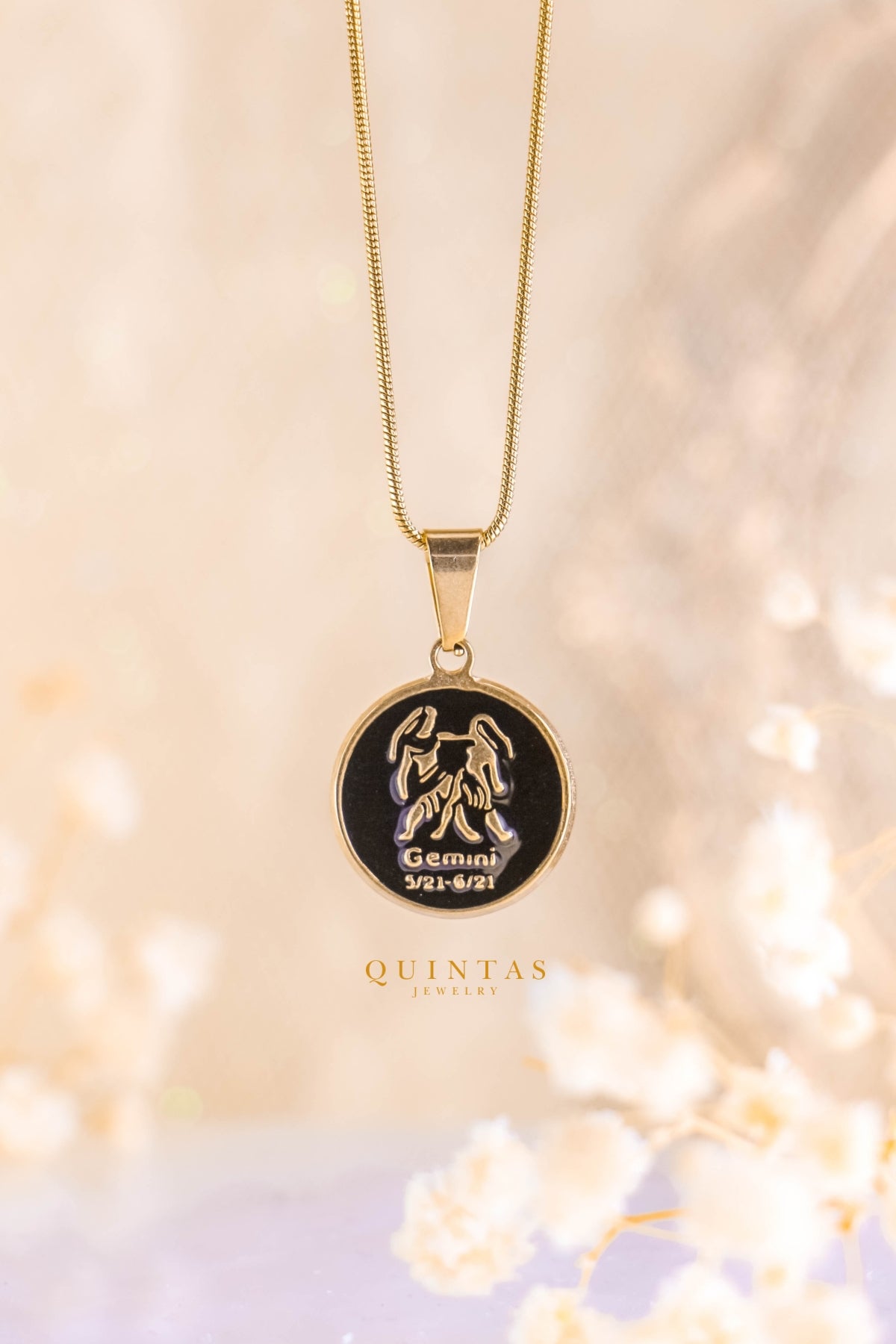 Black Coin Zodiac Sign Necklace