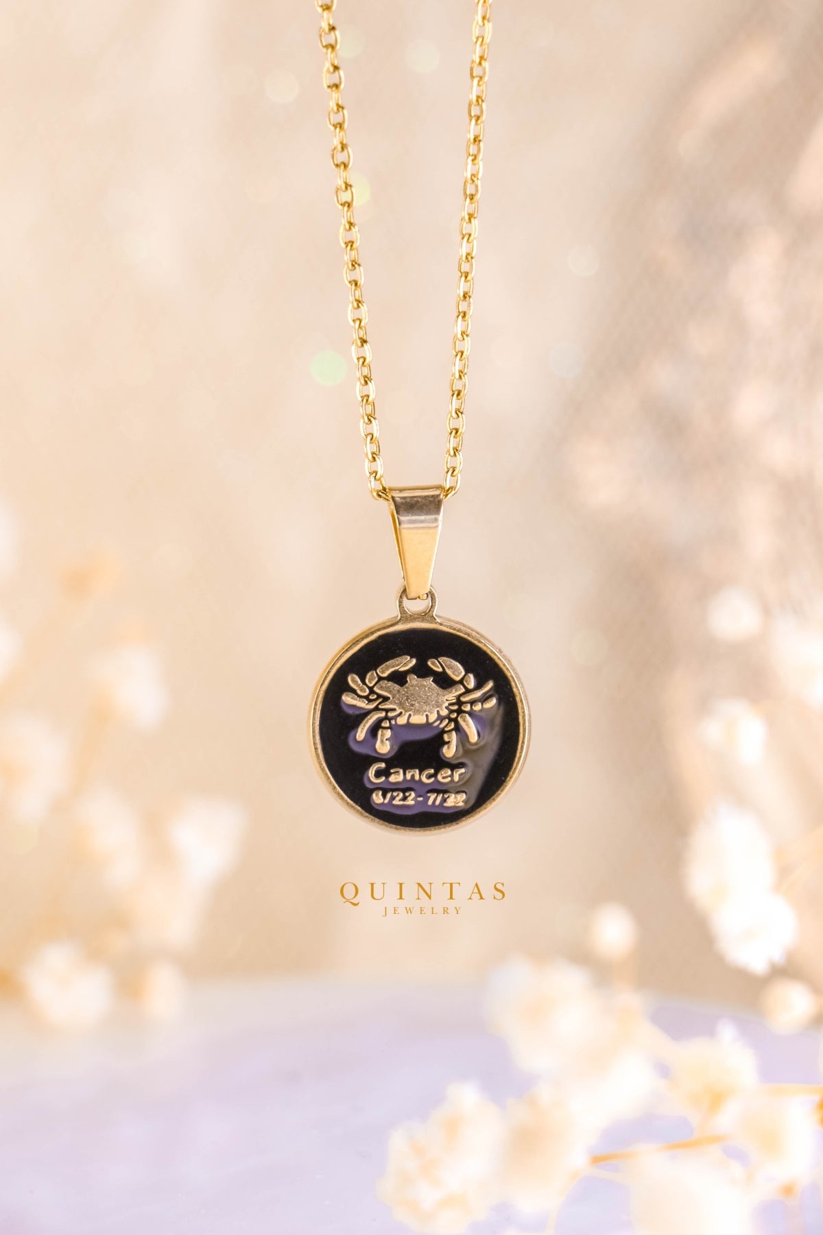 Black Coin Zodiac Sign Necklace