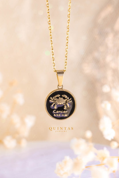 Black Coin Zodiac Sign Necklace