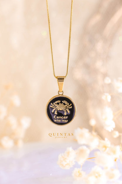 Black Coin Zodiac Sign Necklace