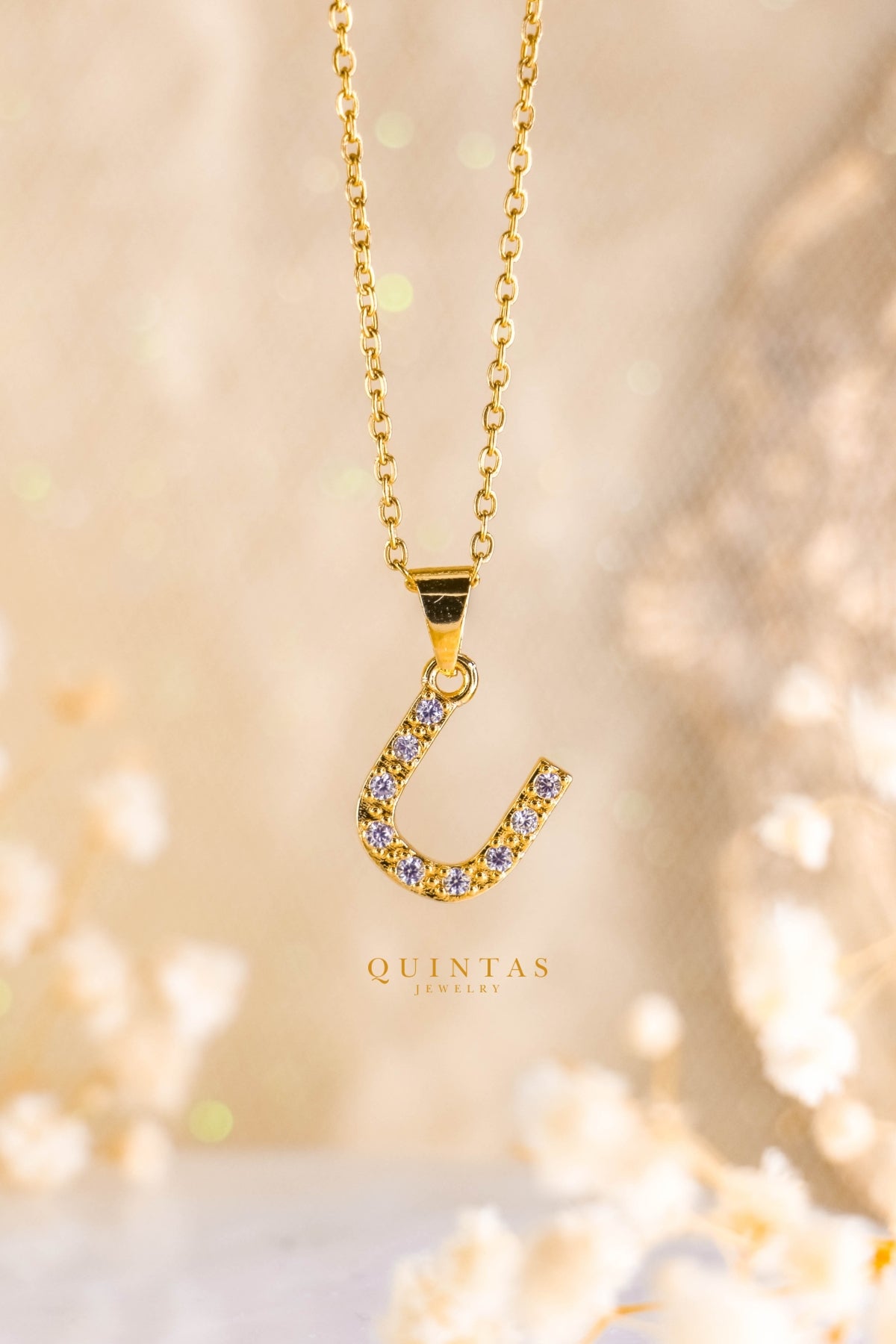 QUINTAS Zirconia Letter Initial Necklace