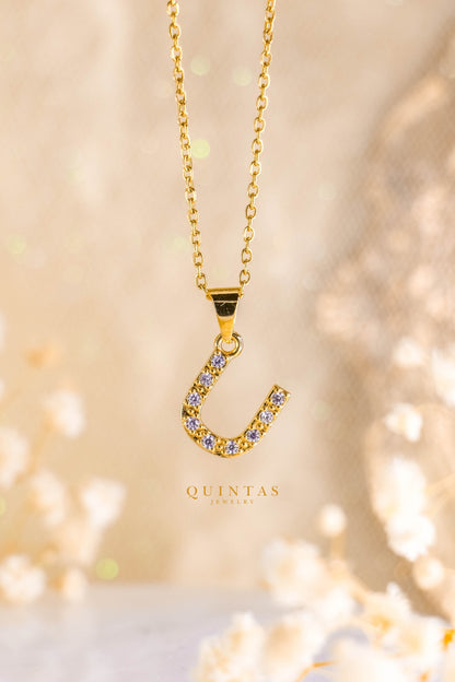 QUINTAS Zirconia Letter Initial Necklace