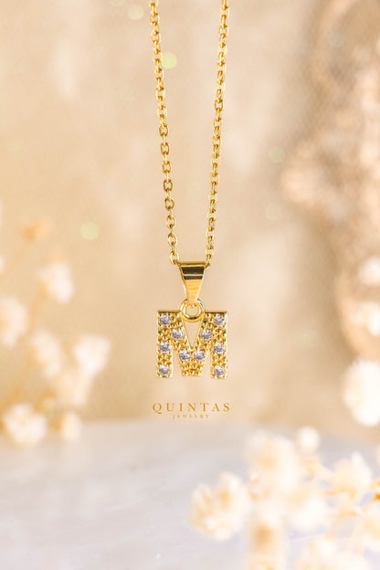 QUINTAS Zirconia Letter Initial Necklace