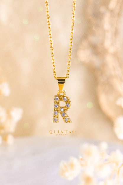 QUINTAS Zirconia Letter Initial Necklace