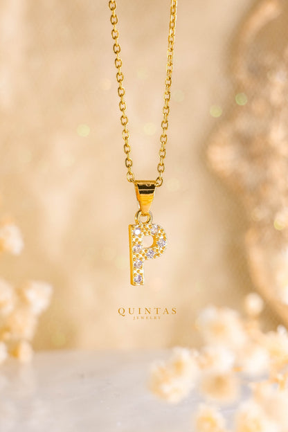 QUINTAS Zirconia Letter Initial Necklace