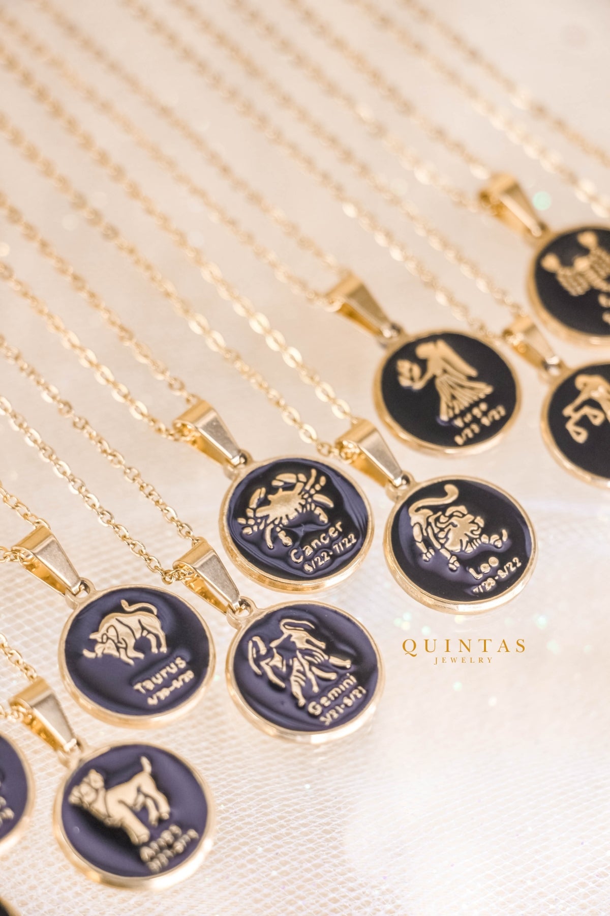 Black Coin Zodiac Sign Necklace