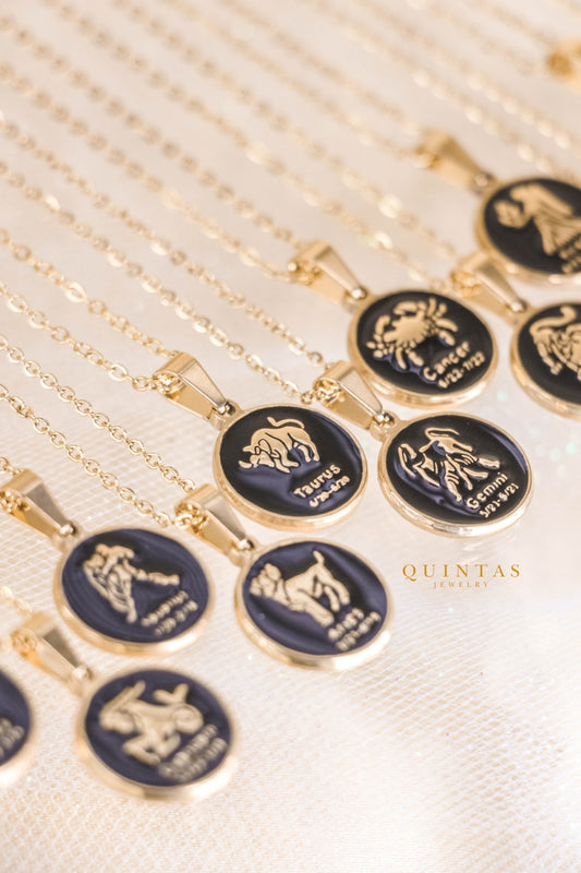 Black Coin Zodiac Sign Necklace