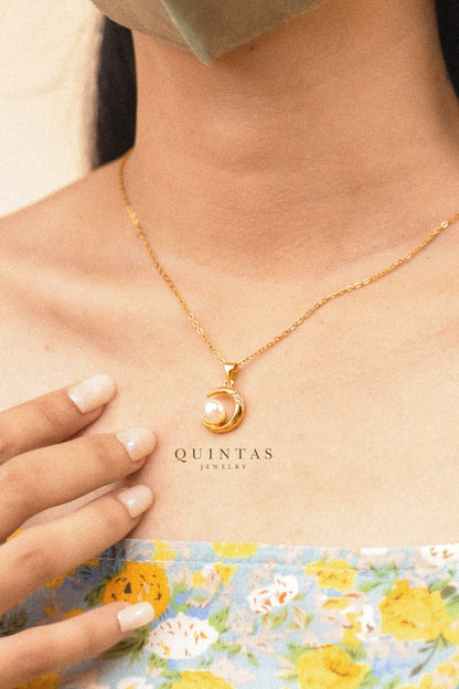Selena Moon and Pearl Necklace