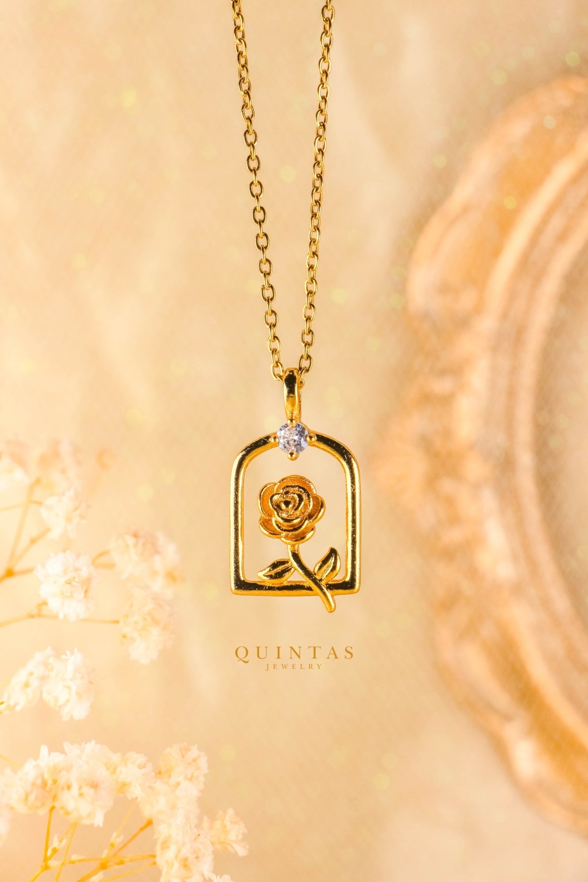 Belle's Diamond Rose Necklace