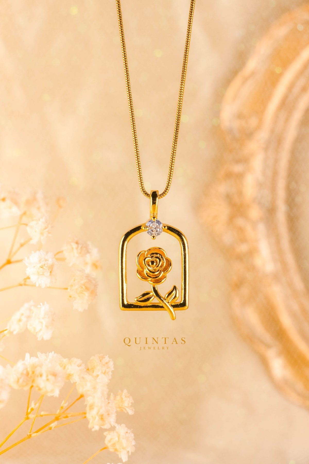 Belle's Diamond Rose Necklace